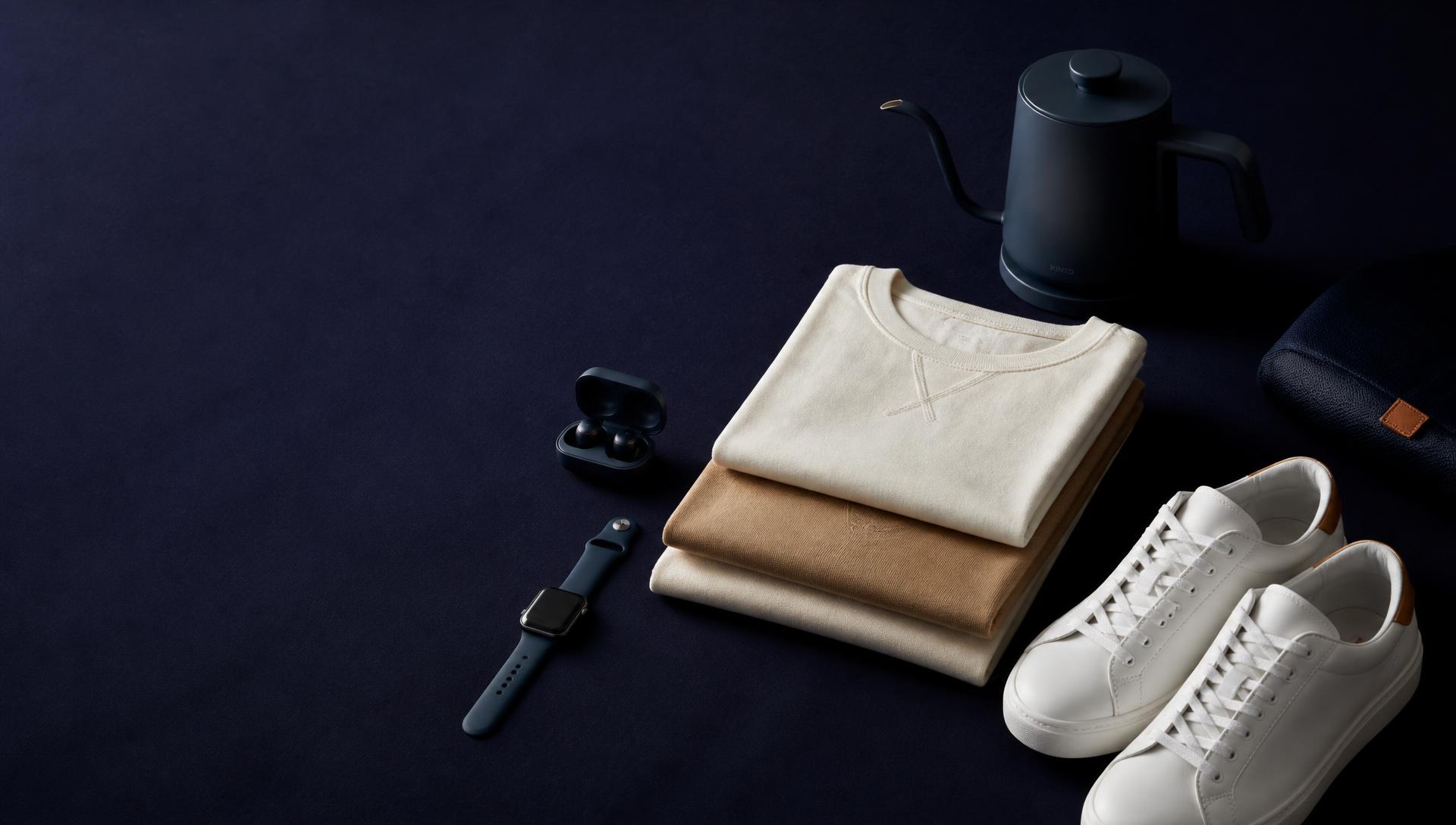 Curated selection of premium tech and kitchen products on a warm surface